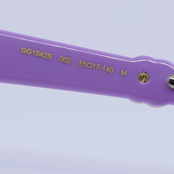 🕶️ New Gucci GG1542S 002 Sunglasses - Lilac Frame, Clear/Blue Lenses - Picture 7 of 12